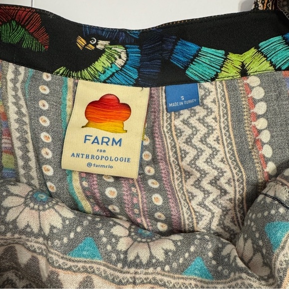 Farm Rio for Anthropologie Boho Embroidered Peasant Top Sz S Ethnic Tribal Print - Picture 7 of 7
